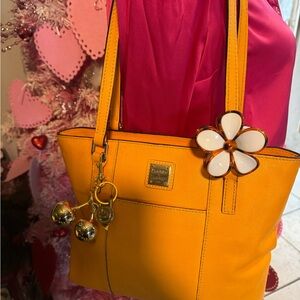 Dooney & Bourke Vibrant Yellow Tote with Floral Charm